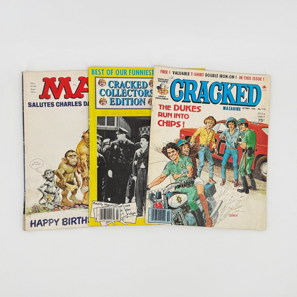 MAD Cracked Magazine Lot 1980 1981 1983 Dukes CHiPs Darwin Cracked Lens Vintage